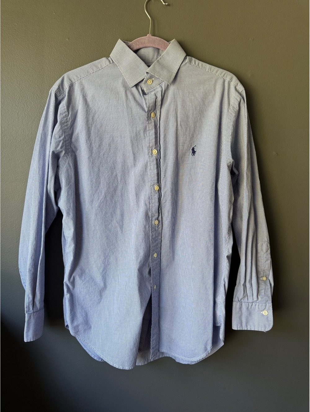 Polo Ralph Lauren Classic Fit Regent Men's Dress Shirt Size 16 33 Blue Check